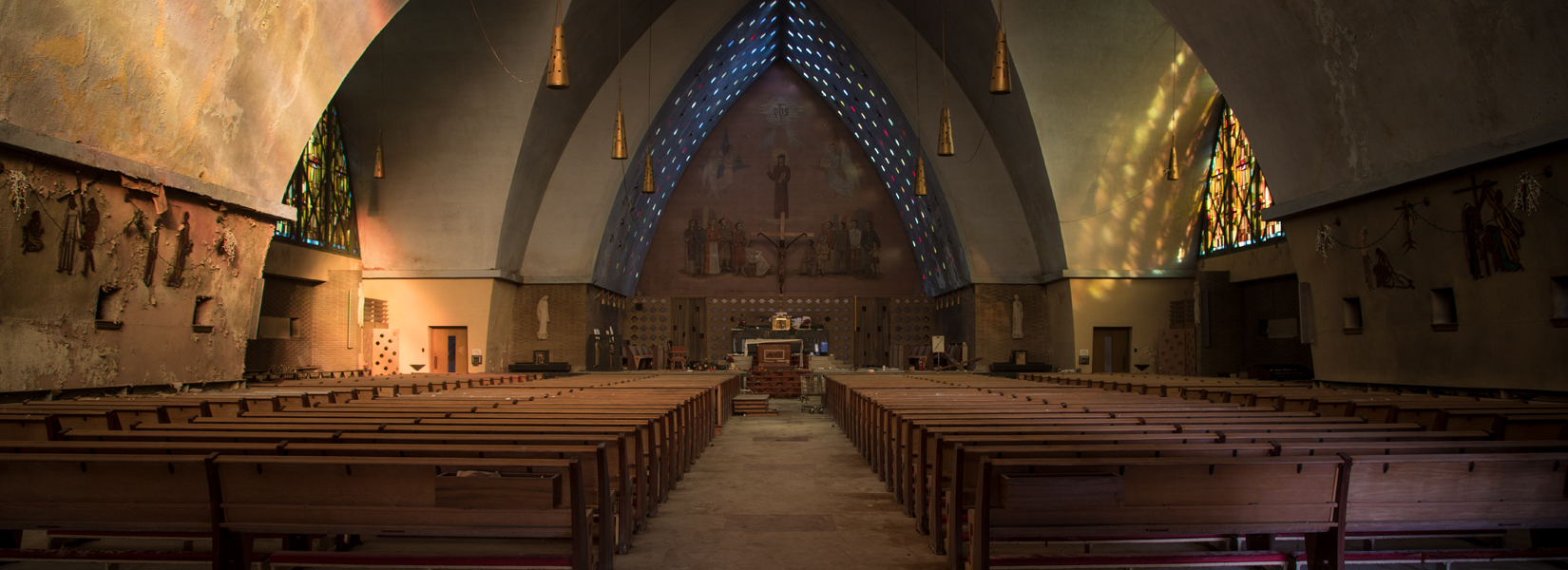 The church with cubic stained-glass windows