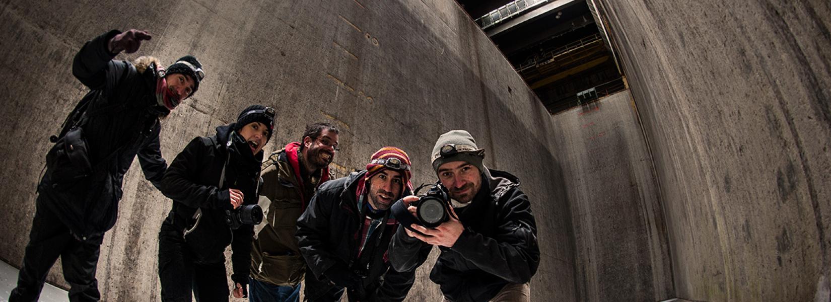 5 explorers in the former incinerator des Carrières in Montreal