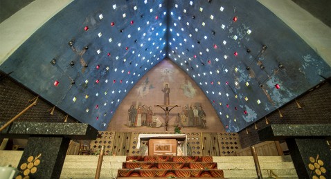 The church with cubic stained-glass windows