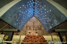 The church with cubic stained-glass windows